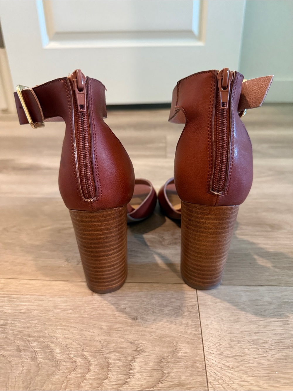 Madden Girl Harper Brown Ankle-Strap Block Heel Sandals - Picture 5 of 7